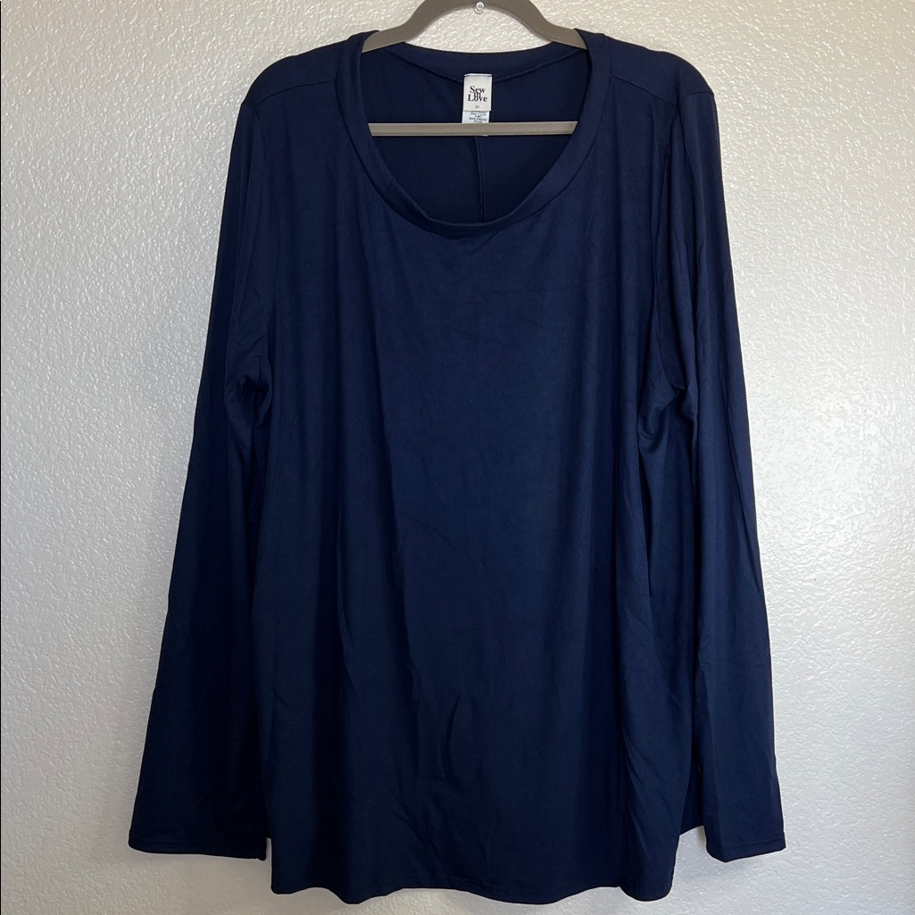 Navy Blue Long Sleeve Top, Size 3x